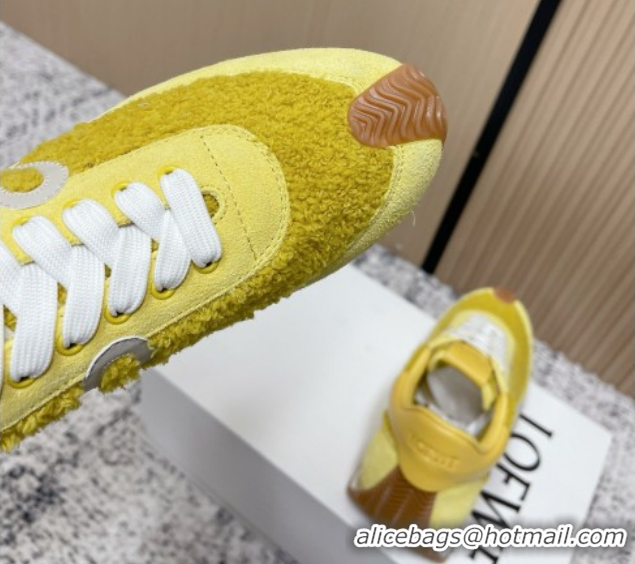 Top Grade Loewe Flow Runner Sneakers in Towel Cloth and Suede Yellow 0226068