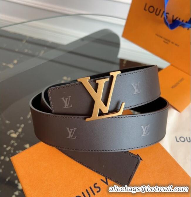Inexpensive Louis Vuitton LV Embossed Leather Belt 4cm with LV Buckle LV031602 Brown/Aged Gold 2026