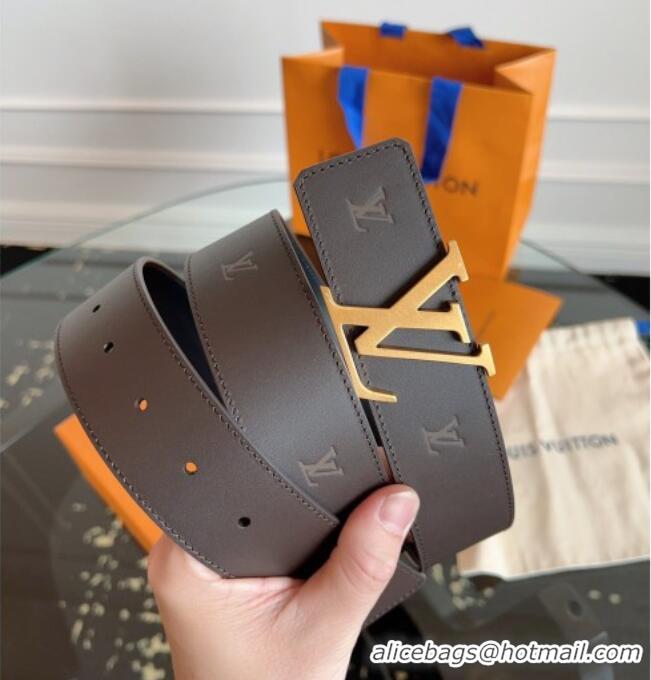 Inexpensive Louis Vuitton LV Embossed Leather Belt 4cm with LV Buckle LV031602 Brown/Aged Gold 2026