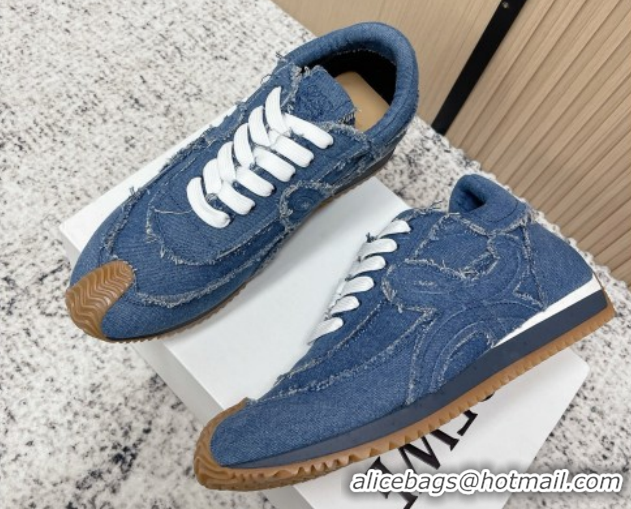 Grade Quality Loewe Flow Runner Sneakers in Denim with Bow Blue 0226069