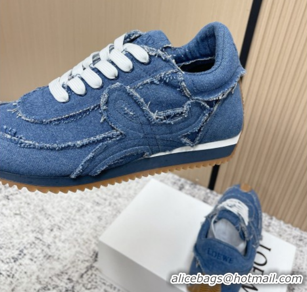 Grade Quality Loewe Flow Runner Sneakers in Denim with Bow Blue 0226069