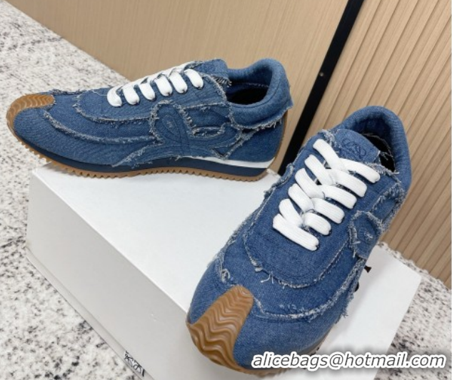 Grade Quality Loewe Flow Runner Sneakers in Denim with Bow Blue 0226069