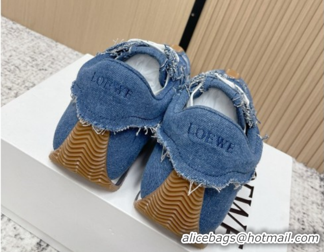 Grade Quality Loewe Flow Runner Sneakers in Denim with Bow Blue 0226069