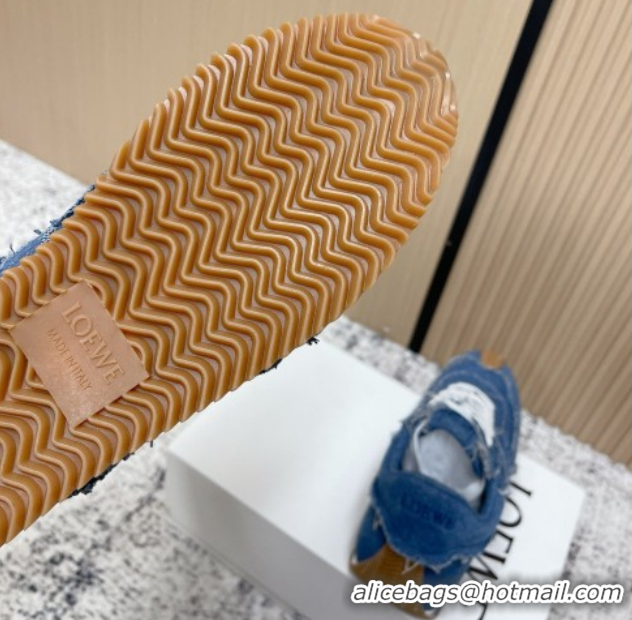 Grade Quality Loewe Flow Runner Sneakers in Denim with Bow Blue 0226069