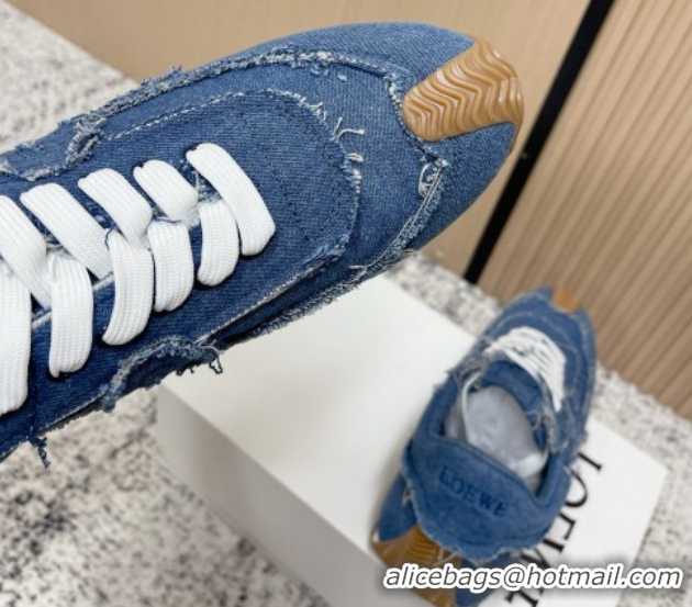 Grade Quality Loewe Flow Runner Sneakers in Denim with Bow Blue 0226069