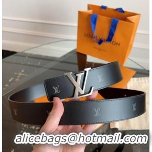 Good Taste Louis Vuitton LV Embossed Leather Belt 4cm with LV Buckle LV031602 Black/Aged Silver 2026