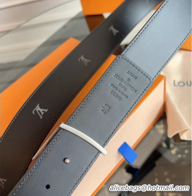 Good Taste Louis Vuitton LV Embossed Leather Belt 4cm with LV Buckle LV031602 Black/Aged Silver 2026