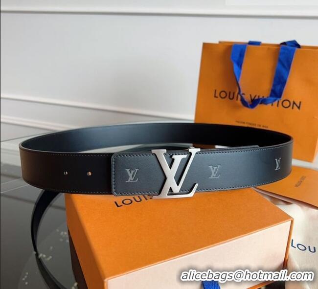 Good Taste Louis Vuitton LV Embossed Leather Belt 4cm with LV Buckle LV031602 Black/Aged Silver 2026