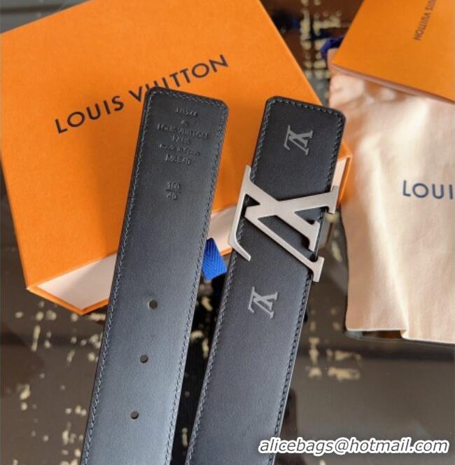 Good Taste Louis Vuitton LV Embossed Leather Belt 4cm with LV Buckle LV031602 Black/Aged Silver 2026