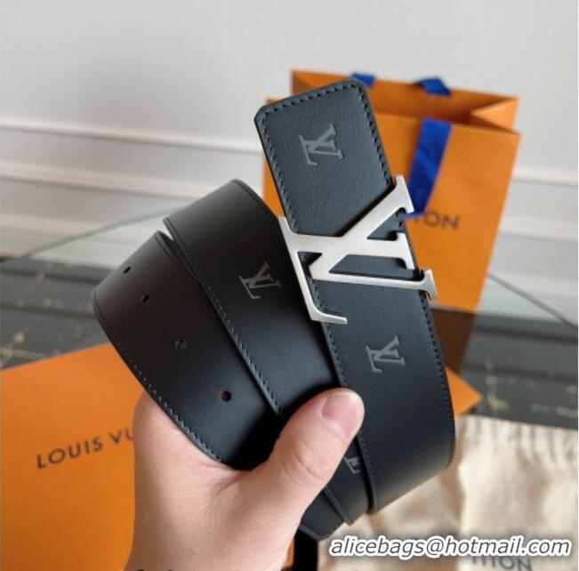 Good Taste Louis Vuitton LV Embossed Leather Belt 4cm with LV Buckle LV031602 Black/Aged Silver 2026