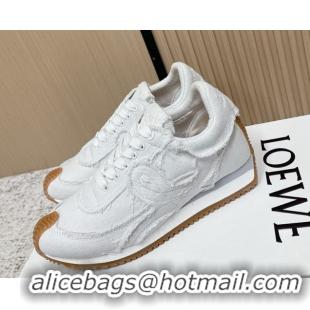 Best Grade Loewe Flow Runner Sneakers in Denim with Bow White 0226070