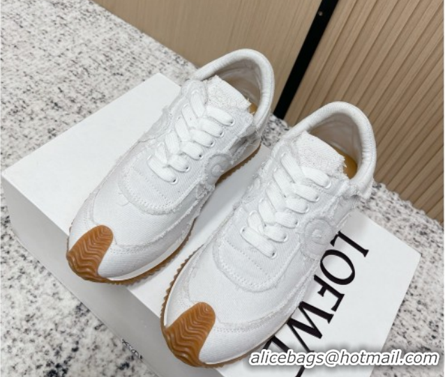 Best Grade Loewe Flow Runner Sneakers in Denim with Bow White 0226070
