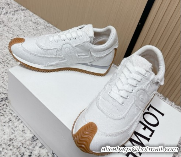 Best Grade Loewe Flow Runner Sneakers in Denim with Bow White 0226070