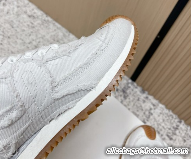 Best Grade Loewe Flow Runner Sneakers in Denim with Bow White 0226070