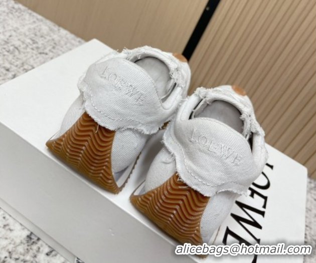 Best Grade Loewe Flow Runner Sneakers in Denim with Bow White 0226070