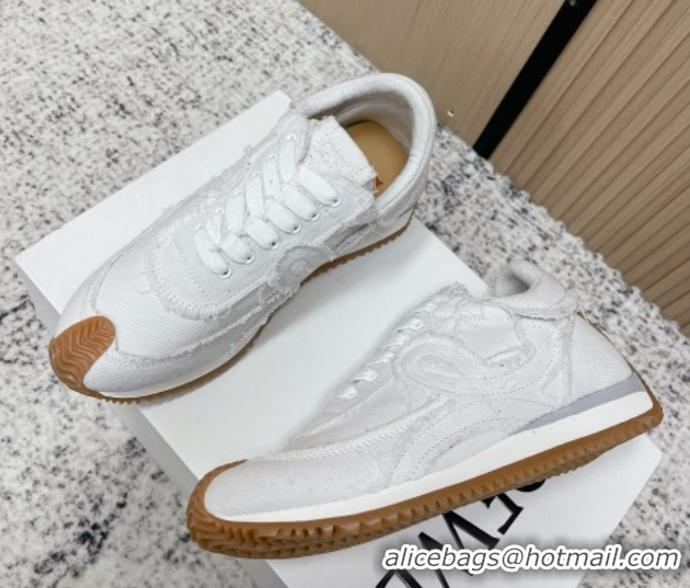 Best Grade Loewe Flow Runner Sneakers in Denim with Bow White 0226070