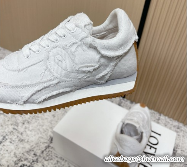Best Grade Loewe Flow Runner Sneakers in Denim with Bow White 0226070