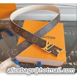 Best Quality Louis Vuitton Monogram Canvas and Leather Belt 3cm with LV Buckle LV031603 White 2026