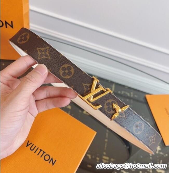 Best Quality Louis Vuitton Monogram Canvas and Leather Belt 3cm with LV Buckle LV031603 White 2026