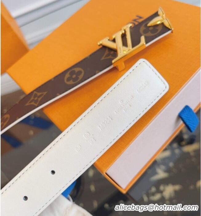 Best Quality Louis Vuitton Monogram Canvas and Leather Belt 3cm with LV Buckle LV031603 White 2026