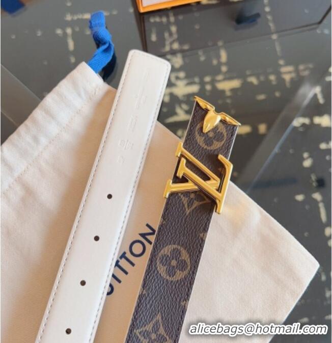 Best Quality Louis Vuitton Monogram Canvas and Leather Belt 3cm with LV Buckle LV031603 White 2026