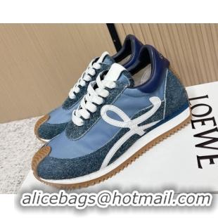 Good Product Loewe Flow Runner Sneakers in Nylon and Felt Blue 0226072