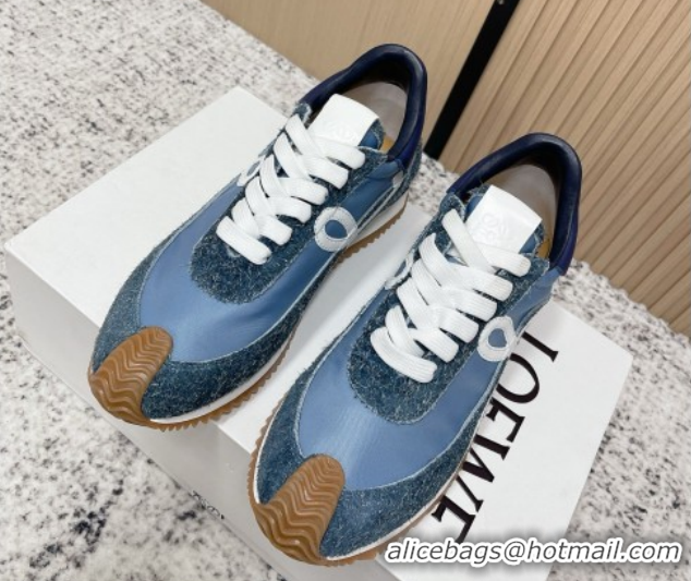 Good Product Loewe Flow Runner Sneakers in Nylon and Felt Blue 0226072