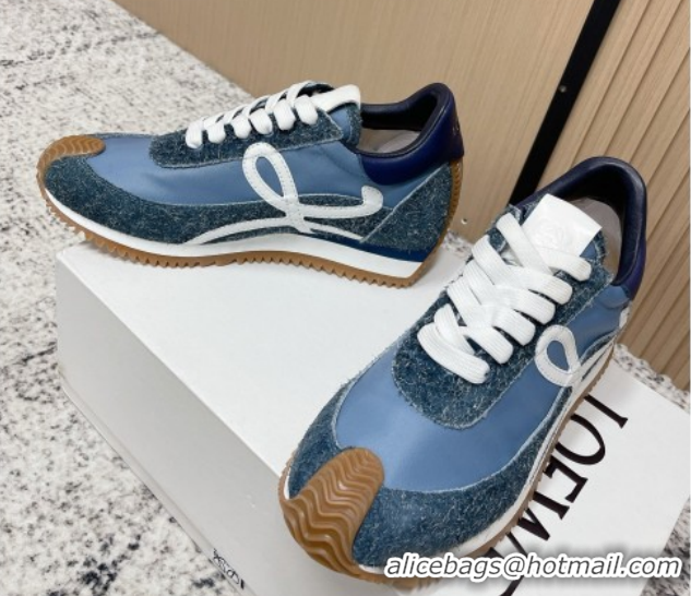 Good Product Loewe Flow Runner Sneakers in Nylon and Felt Blue 0226072