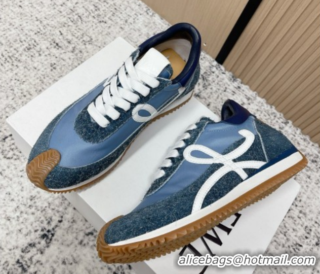 Good Product Loewe Flow Runner Sneakers in Nylon and Felt Blue 0226072