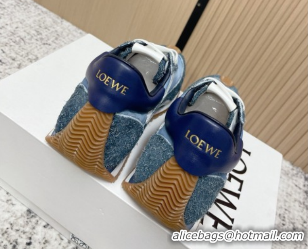 Good Product Loewe Flow Runner Sneakers in Nylon and Felt Blue 0226072