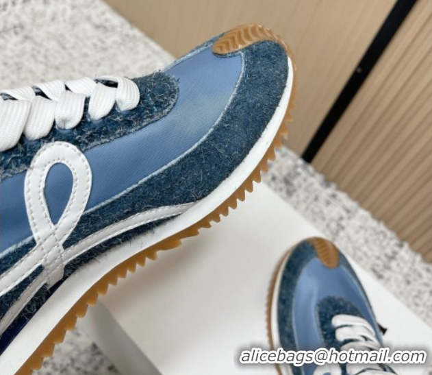 Good Product Loewe Flow Runner Sneakers in Nylon and Felt Blue 0226072