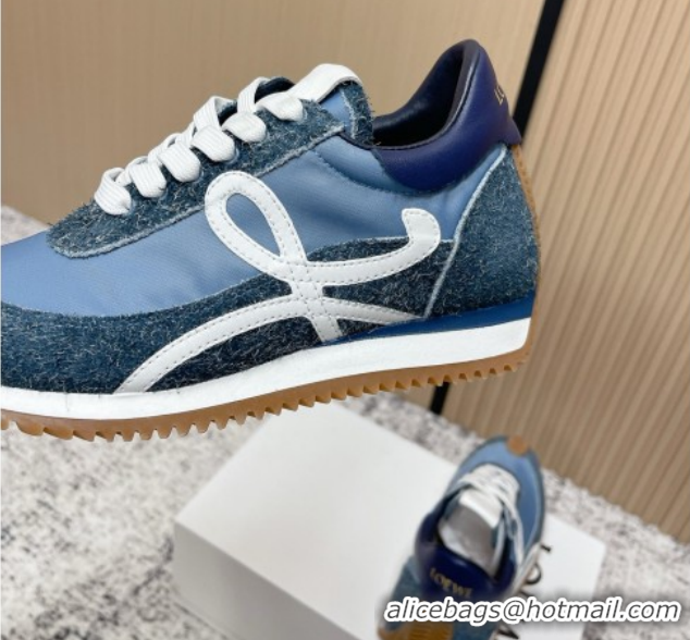 Good Product Loewe Flow Runner Sneakers in Nylon and Felt Blue 0226072