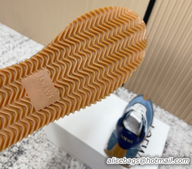 Good Product Loewe Flow Runner Sneakers in Nylon and Felt Blue 0226072
