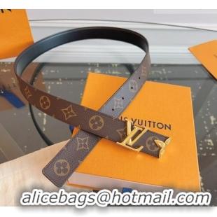Shop Grade Louis Vuitton Monogram Canvas and Leather Belt 3cm with LV Buckle LV031603 Black 2026