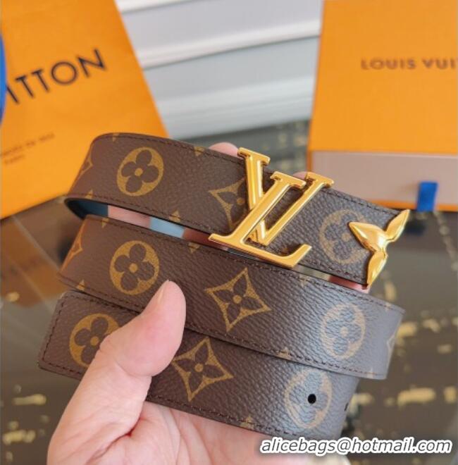 Shop Grade Louis Vuitton Monogram Canvas and Leather Belt 3cm with LV Buckle LV031603 Black 2026
