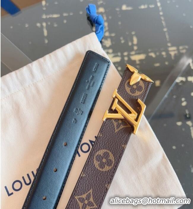 Shop Grade Louis Vuitton Monogram Canvas and Leather Belt 3cm with LV Buckle LV031603 Black 2026
