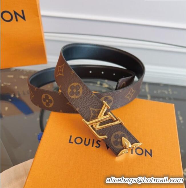 Shop Grade Louis Vuitton Monogram Canvas and Leather Belt 3cm with LV Buckle LV031603 Black 2026