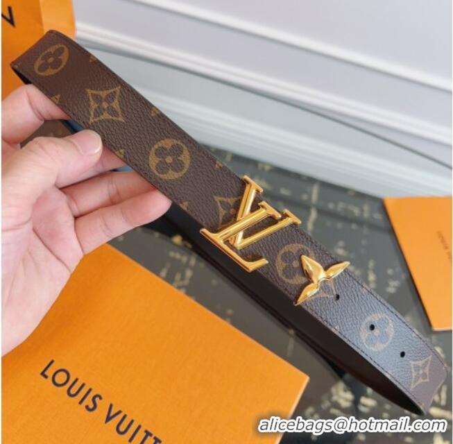 Shop Grade Louis Vuitton Monogram Canvas and Leather Belt 3cm with LV Buckle LV031603 Black 2026