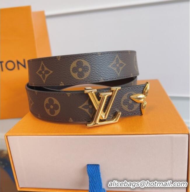 Shop Grade Louis Vuitton Monogram Canvas and Leather Belt 3cm with LV Buckle LV031603 Black 2026