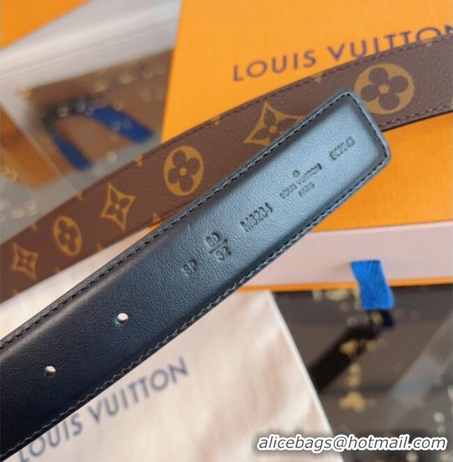 Shop Grade Louis Vuitton Monogram Canvas and Leather Belt 3cm with LV Buckle LV031603 Black 2026