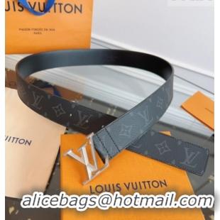 Best Price Louis Vuitton Monogram Canvas and Leather Belt 4cm with LV Buckle LV031604 Black/Silver 2026