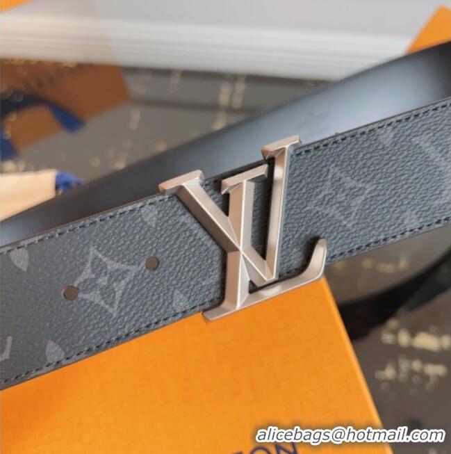 Best Price Louis Vuitton Monogram Canvas and Leather Belt 4cm with LV Buckle LV031604 Black/Silver 2026