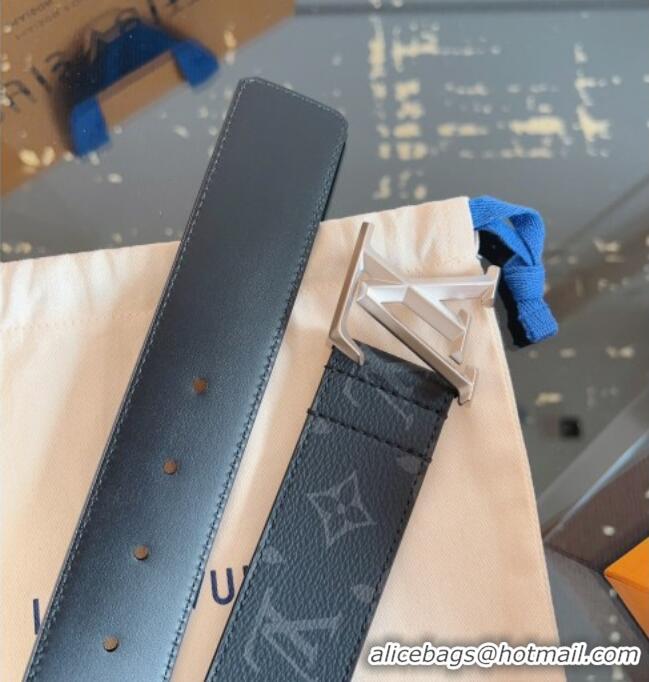 Best Price Louis Vuitton Monogram Canvas and Leather Belt 4cm with LV Buckle LV031604 Black/Silver 2026
