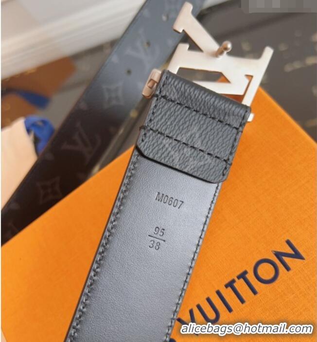 Best Price Louis Vuitton Monogram Canvas and Leather Belt 4cm with LV Buckle LV031604 Black/Silver 2026