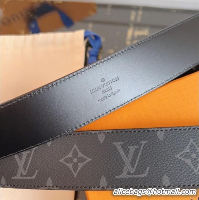 Best Price Louis Vuitton Monogram Canvas and Leather Belt 4cm with LV Buckle LV031604 Black/Silver 2026