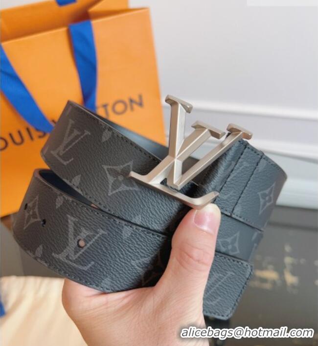 Best Price Louis Vuitton Monogram Canvas and Leather Belt 4cm with LV Buckle LV031604 Black/Silver 2026