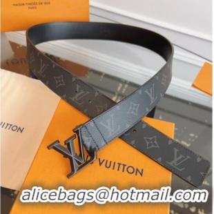 Top Design Louis Vuitton Monogram Canvas and Leather Belt 4cm with LV Buckle LV031604 All Black 2026