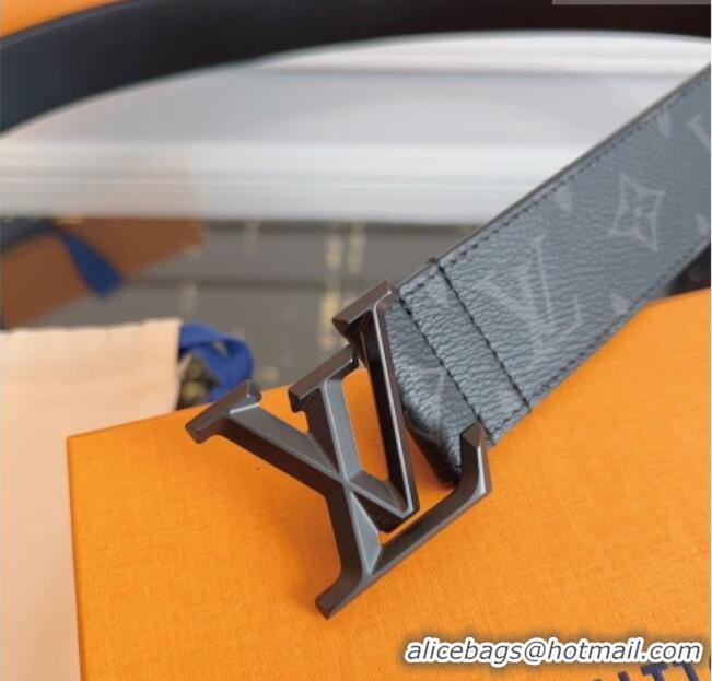 Top Design Louis Vuitton Monogram Canvas and Leather Belt 4cm with LV Buckle LV031604 All Black 2026