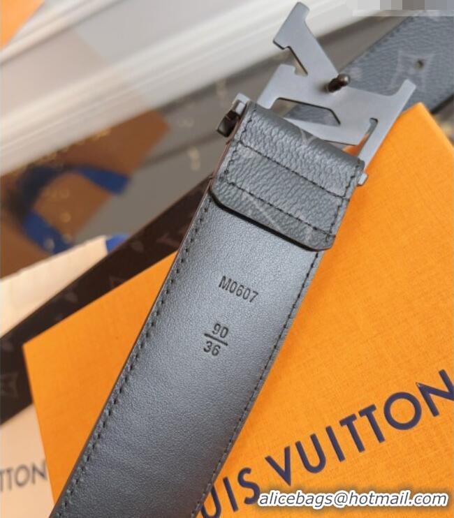 Top Design Louis Vuitton Monogram Canvas and Leather Belt 4cm with LV Buckle LV031604 All Black 2026