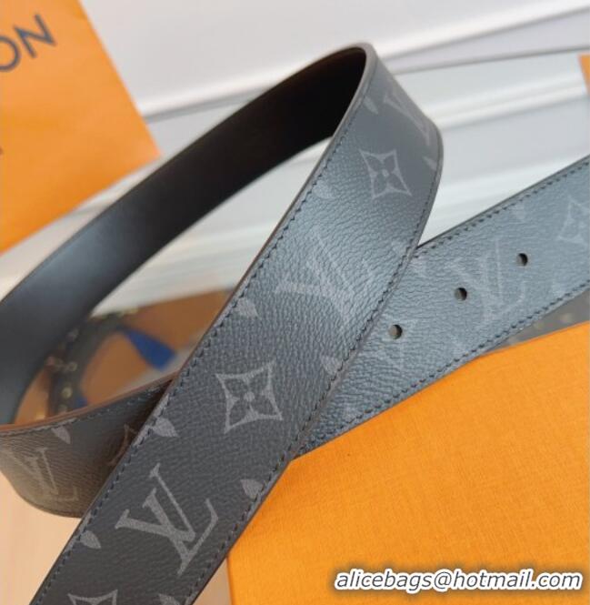 Top Design Louis Vuitton Monogram Canvas and Leather Belt 4cm with LV Buckle LV031604 All Black 2026